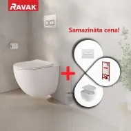 RAVAK Chrome AquaSpin WC komplekts ar G II instalācijas moduli un UNI skalošanas pogu, balts