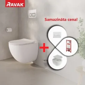 RAVAK Chrome AquaSpin WC komplekts ar G II instalācijas moduli un UNI skalošanas pogu, balts