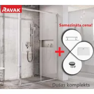 Dušas stūris taisnstūra Komplekts RAVAK BLSDP2+BLSPS 100x80 cm ar paliktni, spīdīgs