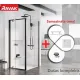 Dušas stūra komplekts kvadrātveida RAVAK Pivot PDOP1+PPS 90x90 cm ar paliktni, melns