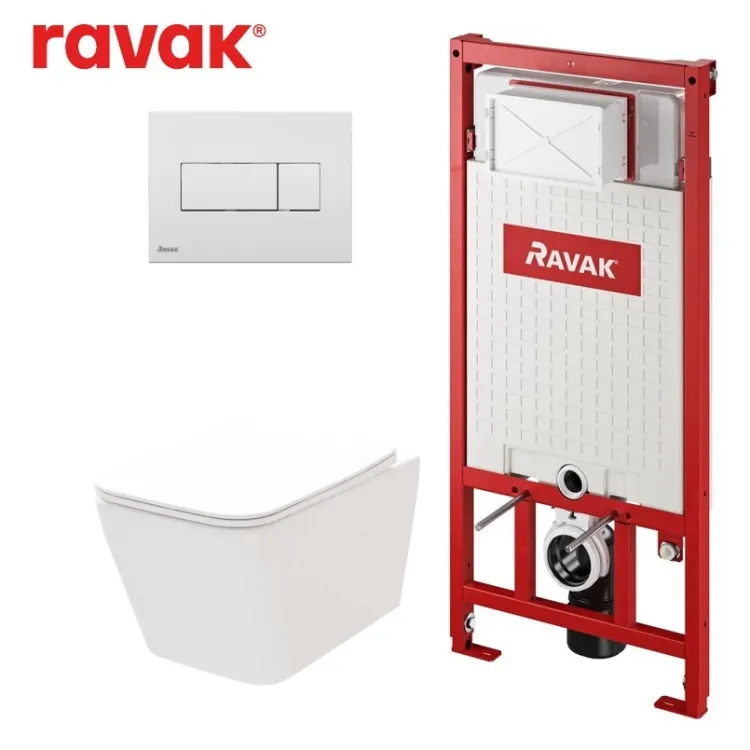 Komplekts Ravak NATURAL RimOff + Ravak rāmis ar baltu pogu