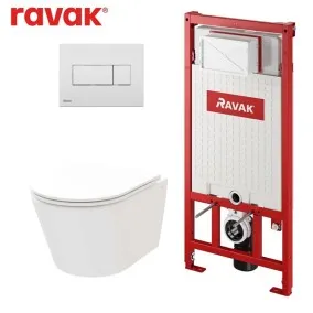 Komplekts Ravak FLOW RimOff + Ravak rāmis ar baltu pogu