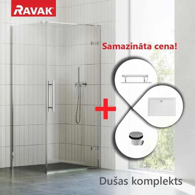 RAVAK Cool dušas komplekts 80x80 cm, hroms