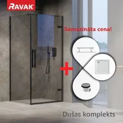 RAVAK Cool dušas komplekts 80x80 cm, melns matēts