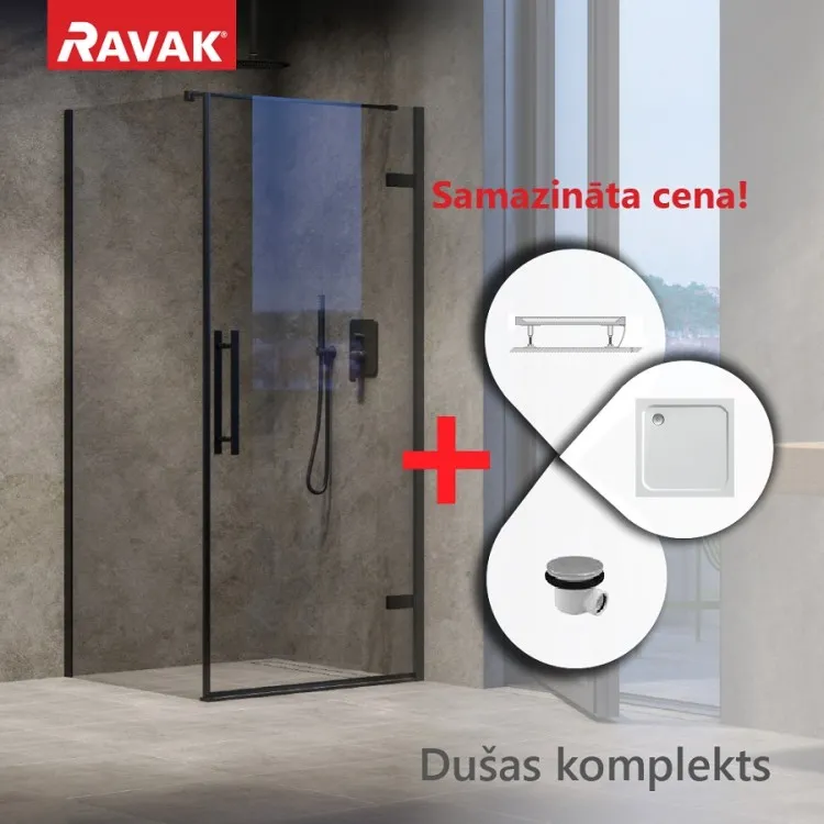 RAVAK Cool dušas komplekts 80x80 cm, melns