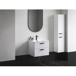 Vannas istabas skapītis ar izlietni RAVAK SD 600 Chrome II, balts/melns