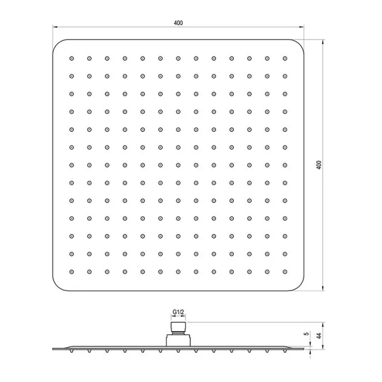 Dušas galva RAVAK Chrome Square 40x40cm 982.02CR, hroms