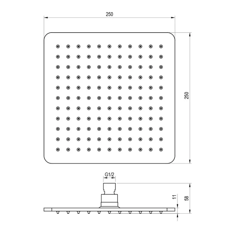 Dušas galva RAVAK Square 25x25cm 986.00CR, X070520