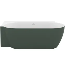 Brīvi stāvoša vanna Ravak FREEDOM Corner II TEC 175x86 L cm, pelēkzaļš/balts, noteces vāks balts