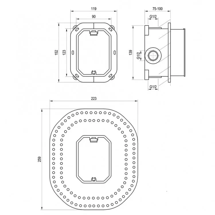 Dušas maisītāja iebūvējamā daļa Ravak R-box RB 070.50, X070052