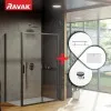 Dušas stūris taisnstūra Komplekts RAVAK BLSDP2+BLSPS 120x90 cm ar paliktni, melns