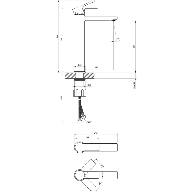Izlietnes maisītājs paaugstināts Ravak Solar SL 015.00CR 280mm, hroms