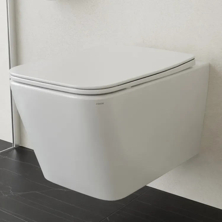 Tualetes pods piekaramais Ravak NATURAL RimOff ar Soft Close vāku, balts