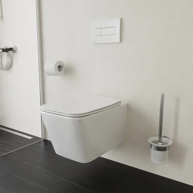 Tualetes pods piekaramais Ravak NATURAL RimOff ar Soft Close vāku, balts