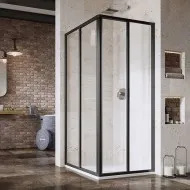 Dušas stūris kvadrātveida RAVAK SRV2+SRV2 90x90 cm, melns/caurspīdīgs