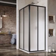 Dušas stūris kvadrātveida RAVAK SRV2+SRV2 90x90 cm, melns/matēts