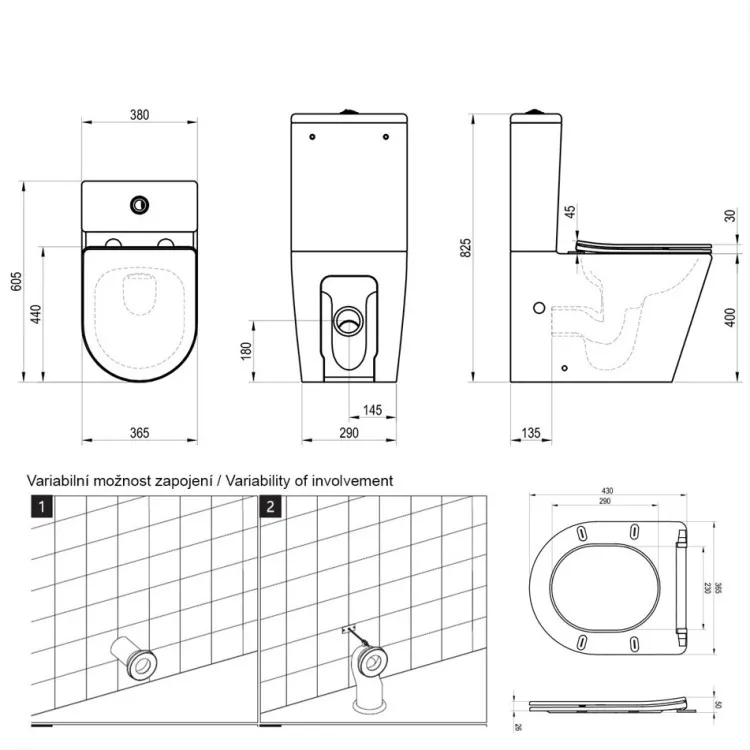 Tualetes pods Ravak Elegant RimOff ar Soft Close/QR poda vāku, X01872 Tualetes pods Ravak Elegant RimOff ar Soft Close/QR poda vāku, X01872