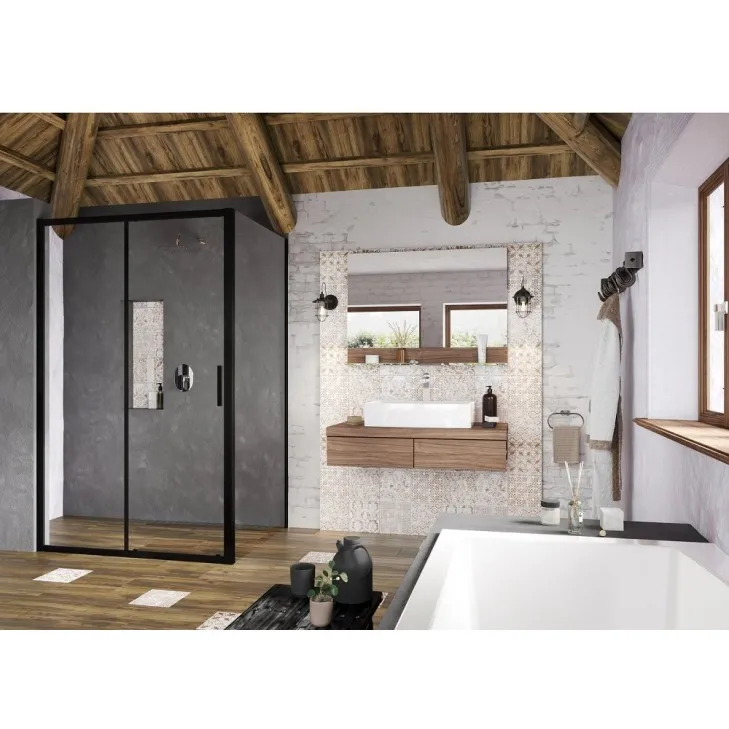 Dušas stūris taisnstūra Ravak Blix Slim BLSDP2+BLSPS 100x90cm, black