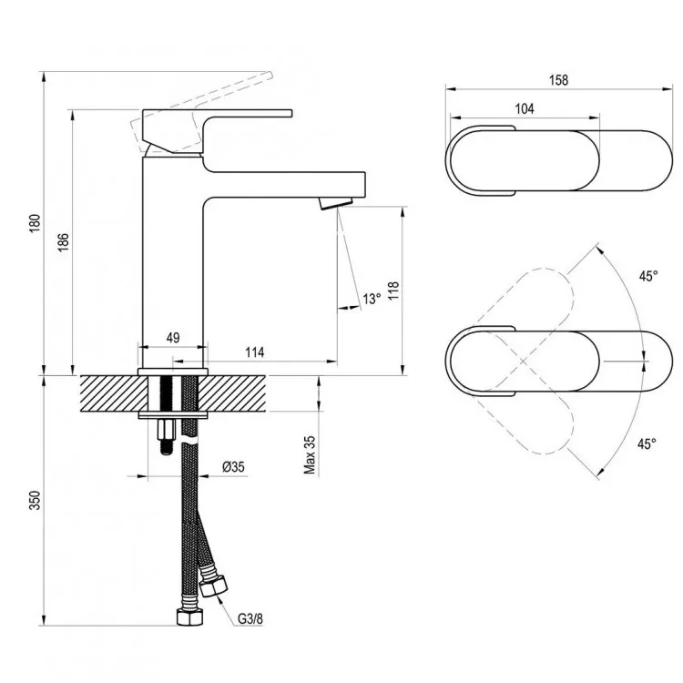 Izlietnes maisītājs RAVAK Chrome CR 014.00 180mm, X070191