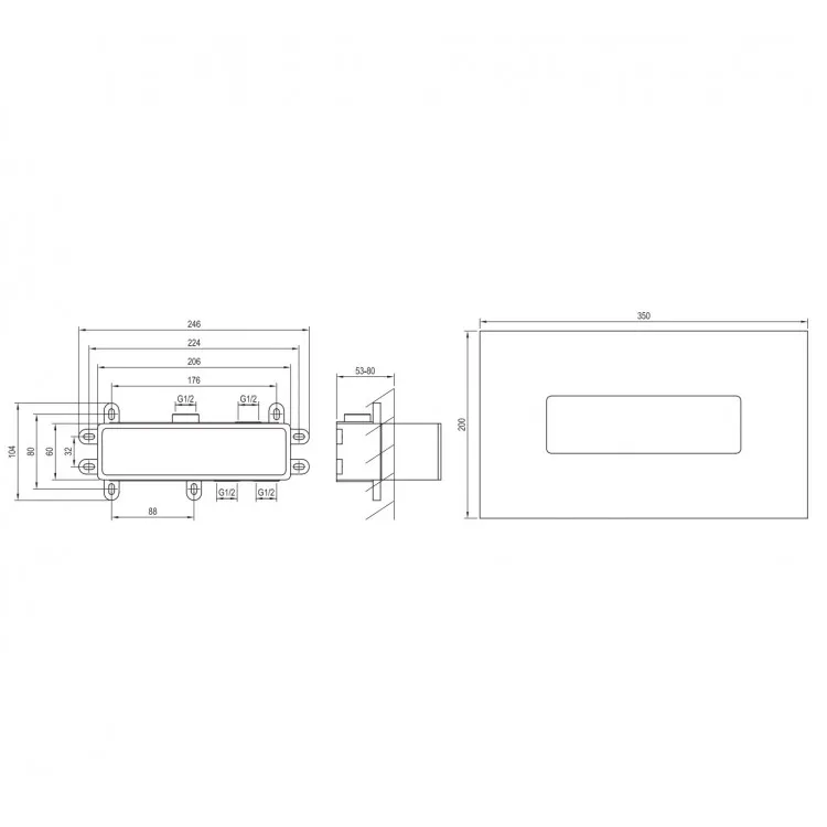 Dušas maisītāja iebūvējamā daļa Ravak R-box Horizontal  RB 07D.50