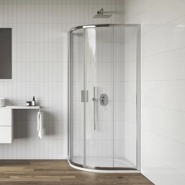 Ravak Flex FLCP4CH1-90 R500 pusapaļš dušas stūris alu bright ar caurspīdīgu stiklu