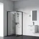 Ravak FLEX FLRV2B2 kvadrātveida dušas stūris 90x90 cm, matēti melni profili, caurspīdīgs stikls