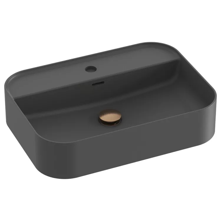 Vannas istabas uzliekamā izlietne Ravak Ceramic 550 R Slim Shelf 55x40 cm, antracīts