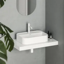 Vannas istabas uzliekamā izlietne Ravak Ceramic 550 R Slim Shelf 55x40 cm, balta matēta
