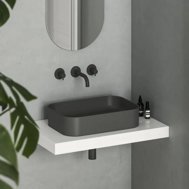 Vannas istabas uzliekamā izlietne Ravak Ceramic 550 R Slim 55x37cm, antracīts