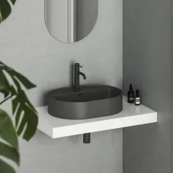 Vannas istabas uzliekamā izlietne Ravak Ceramic 550 O Slim Shelf 55x40 cm, antracīta