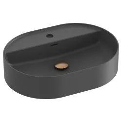 Vannas istabas uzliekamā izlietne Ravak Ceramic 550 O Slim Shelf 55x40 cm, antracīta