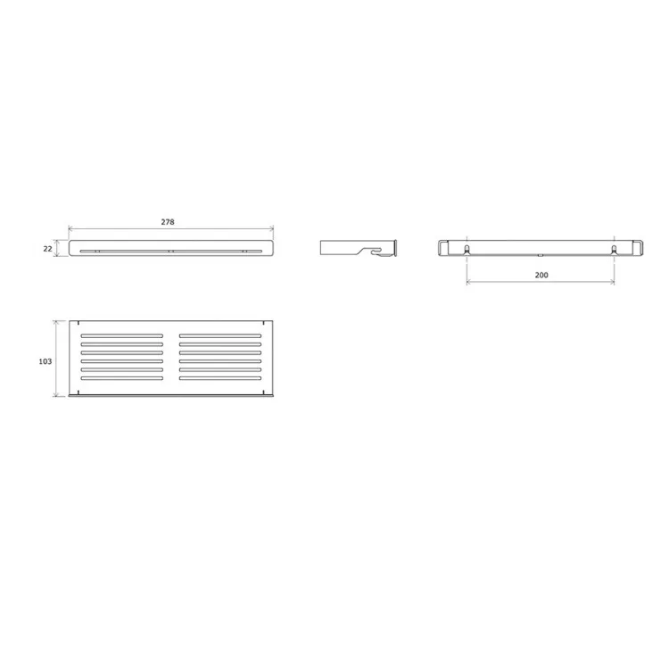 Plaukts Ravak SLIM S 278x103 mm, satīns/hroms X07P577