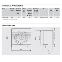 Sadzīves ventilators S&P DECOR 300C, pretvārsts