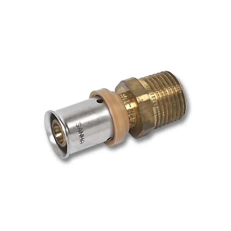 Presējamā pāreja ar ārējo vītni daudzslāņu caurulēm 16 x 1/2'' Sanha TH