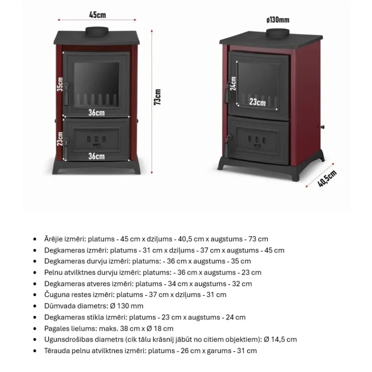 Čuguna malkas apkures krāsns ar plīts virsmu ALFA 902 6.2kW, melna