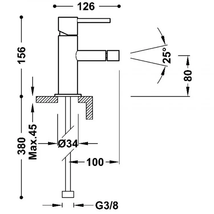 Bidē maisītājs STUDY/MAX-TRES, hroms 06212001D