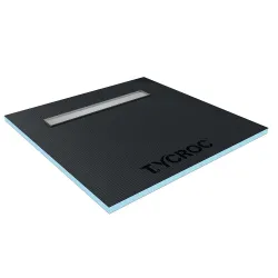Dušas pamatne Tycroc ar lineāro noteces trapu 100x100cm