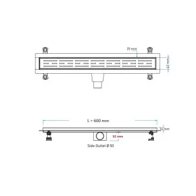 Dušas kanāls Valtemo Starline Black Trendy 600mm, VLD-563420-MT