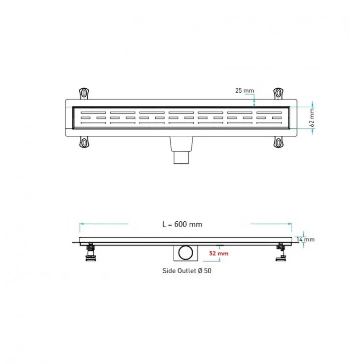Dušas kanāls Valtemo Starline Black Trendy 600mm, VLD-563420-MT
