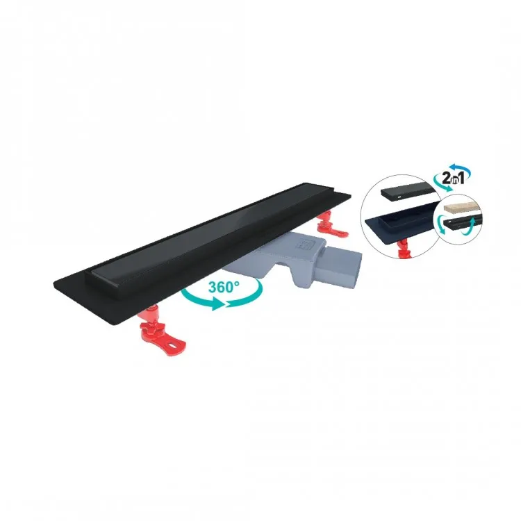 Dušas kanāls Valtemo Starline Black Trendy 600mm, VLD-563420-MT