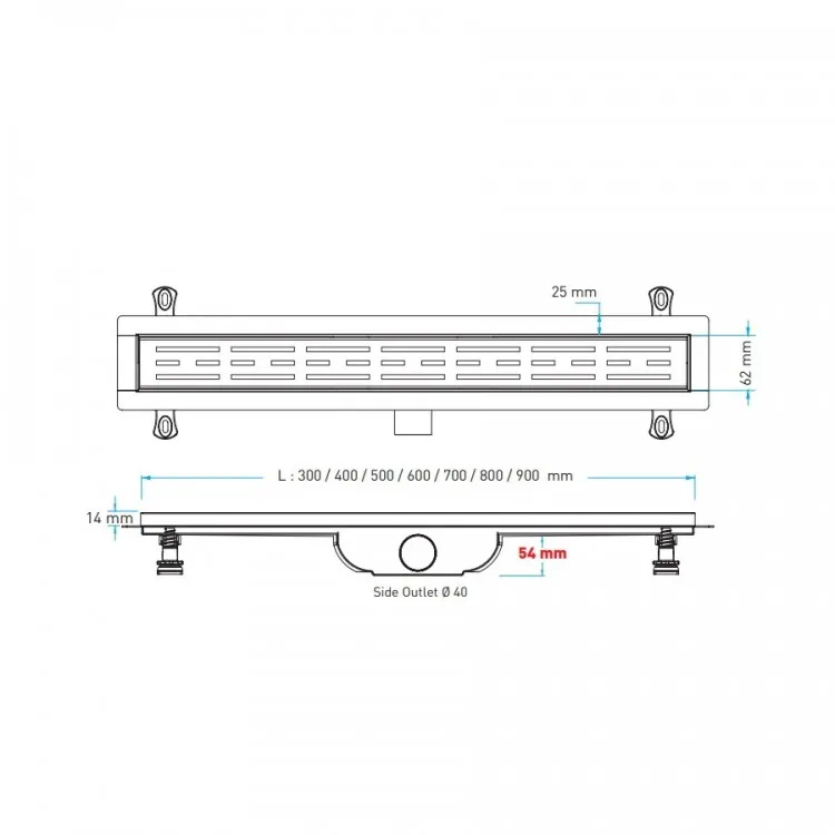 Dušas kanāls Valtemo Harkline Trendy 600mm, VLD-591320-MT