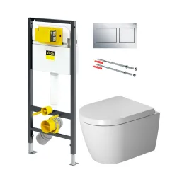 Komplekts Duravit Me by Starck Compact Rimless + VIEGA Prevista rāmis + hromēta poga