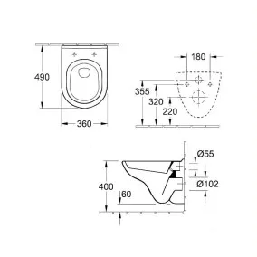 Tualetes pods piekaramais O.novo Compact ar soft close vāku, 5688H101