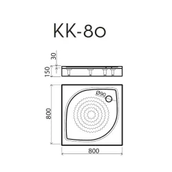 Dušas paliktnis kvadrātveida Vispool KK-80, 800x800mm
