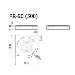 Dušas paliktnis pusapaļš Zemais Vispool RR-90 R-500 900x900