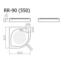 Dušas paliktnis pusapaļš Zemais Vispool RZ-90 R-550 900x900
