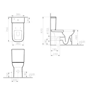 Tualetes pods invalīdiem VitrA Inva S20 ar universālu izvadu bez vāka