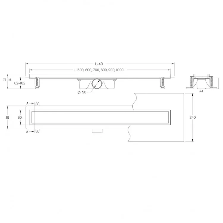 Dušas kanāls KARMAT DUO 900mm, 813932