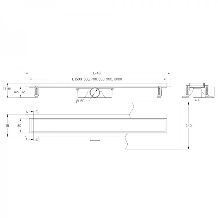 Dušas kanāls KARMAT ONDA 1000mm, 813925