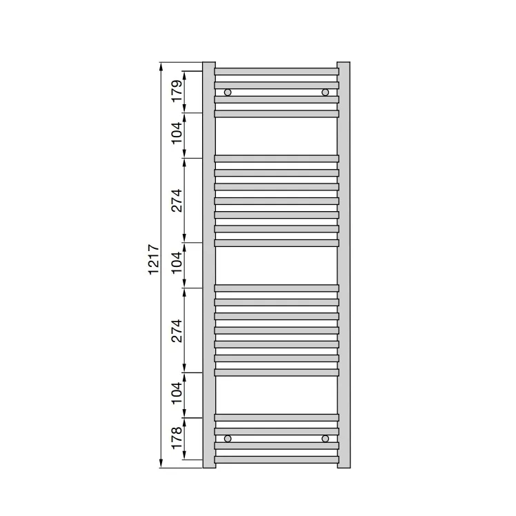 Dvieļu žāvētājs Zehnder AURA 1217x500mm, melns matēts